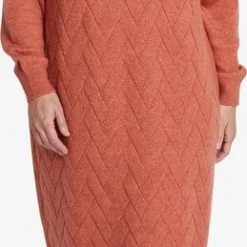 EVIVA - Gebreide Jurk Met Rolkraag - Lichtbruin