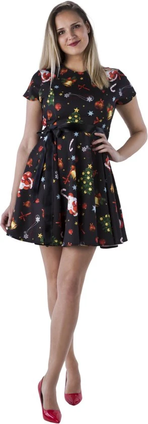 X-Mas Fashion House Kerstjurk Black Bells | Maat 46 4 X-Mas Fashion House Kerstjurk Black Bells | Maat 46 - Afbeelding 4