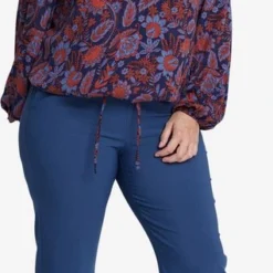 EVIVA - Blouse Met V-hals En Bloemenprint - Roest, Blauw