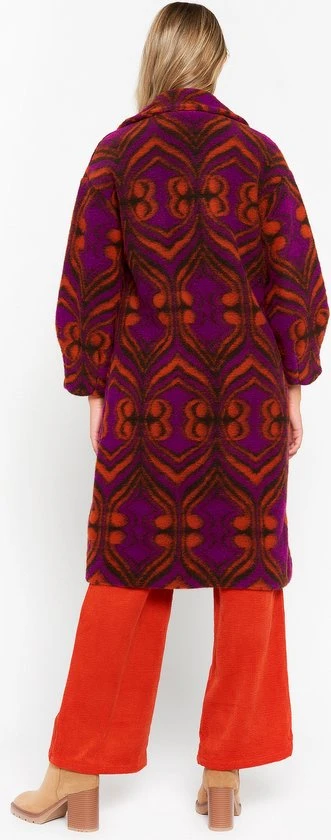 LOLALIZA Wollen Jas Met Etnische Print - Paars - Maat L 2 LOLALIZA Wollen Jas Met Etnische Print - Paars - Maat L - Afbeelding 2