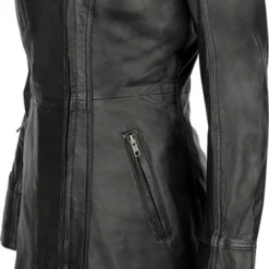 Urban 5884® - Janice - Dames - Lange Leren Jas - Lamsleer - Schuine Ritssluiting - Zwart - Maat 4XL -Dameskleding Verkoop 354x840 3