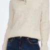 Only Trui Onlleise Freya Ls Zip High Neck Pullover 15268818 Birch/melange Dames Maat - S