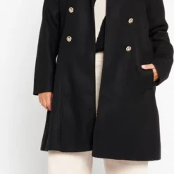 LOLALIZA Lange Jas Met Knopen - Zwart - Maat 38 -Dameskleding Verkoop 360x840 6
