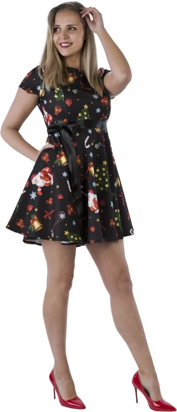 X-Mas Fashion House Kerstjurk Black Bells | Maat 46 2 X-Mas Fashion House Kerstjurk Black Bells | Maat 46 - Afbeelding 2