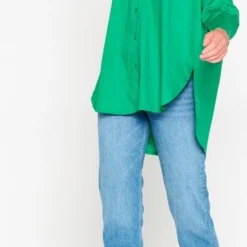 LOLALIZA Poplin Hemd - Groen - Maat 44