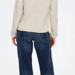 Only Trui Onlleise Freya Ls Zip High Neck Pullover 15268818 Birch/melange Dames Maat - S -Dameskleding Verkoop 373x840 1