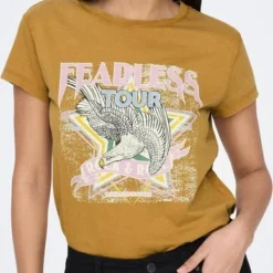Jacqueline De Yong T-shirt Jdyfarock S/s Print Top Jrs 15201027 Ecru Olive/fearless Dames Maat - M