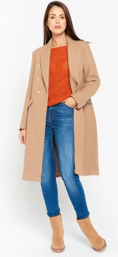 LOLALIZA Lange Jas - Camel - Maat 40 5 LOLALIZA Lange Jas - Camel - Maat 40 - Afbeelding 5