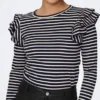 JDY JDYMILLE L/S FRILL TOP JRS Dames Top - Maat S