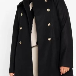 LOLALIZA Lange Jas Met Knopen - Zwart - Maat 38 -Dameskleding Verkoop 414x840 7