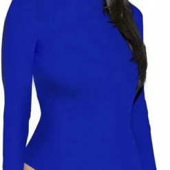 AWR Premium Dames Thermo Body / Bodysuit | Stretch Met Gesloten Hals | Blauw - XL