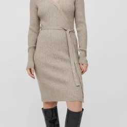 VILA VIRIL WRAP L/S KNIT DRESS - NOOS Dames Jurk - Maat M -Dameskleding Verkoop 455x840 7