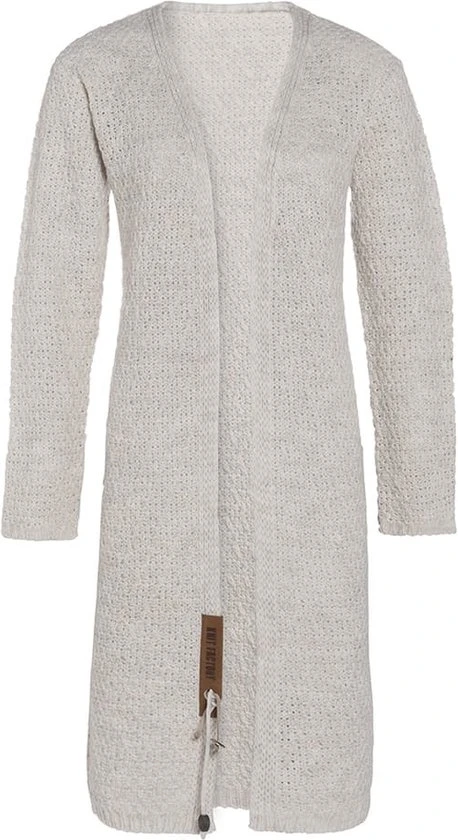 Knit Factory Luna Lang Gebreid Dames Vest - Beige - 40/42 1 Knit Factory Luna Lang Gebreid Dames Vest - Beige - 40/42