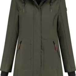 Travelin' Jack Ylva Damesjas Gevoerde Parka - Teddy Voering - Winddicht - Groen - Maat 46