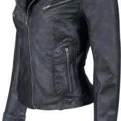 Urban 5884® - Jacky - Dames Leren Jas -Openstaande Kraag - Lams Leer - Zwart– Biker - Maat 3XL -Dameskleding Verkoop 466x840 2