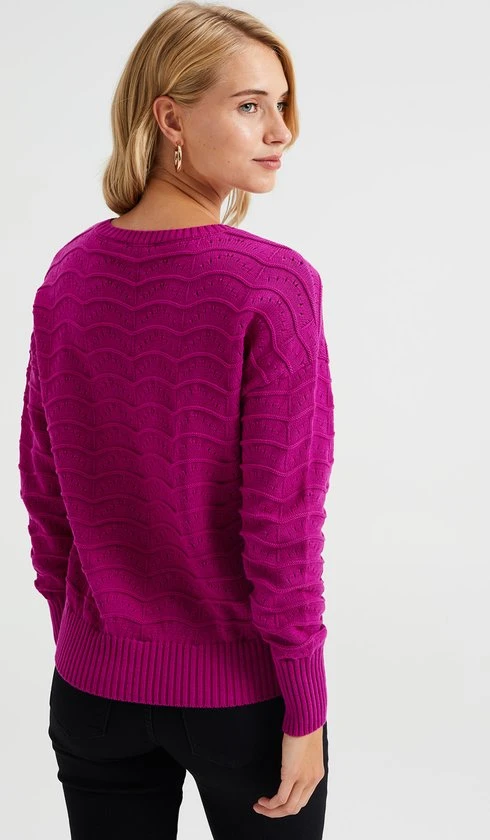 WE Fashion Dames Gebreide Trui Met Opengewerkt Dessin 3 WE Fashion Dames Gebreide Trui Met Opengewerkt Dessin - Afbeelding 3