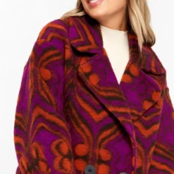 LOLALIZA Wollen Jas Met Etnische Print - Paars - Maat L 7 LOLALIZA Wollen Jas Met Etnische Print - Paars - Maat L -Dameskleding Verkoop 498x840