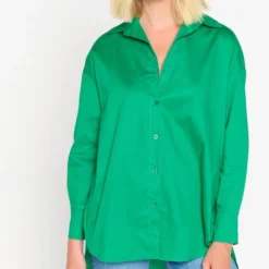 LOLALIZA Poplin Hemd - Groen - Maat 44 -Dameskleding Verkoop 511x840 2
