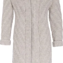 Knit Factory Sally Gebreid Dames Vest - Beige - 36/38 - Grof Gebreid