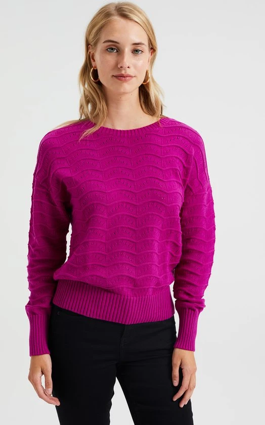 WE Fashion Dames Gebreide Trui Met Opengewerkt Dessin 4 WE Fashion Dames Gebreide Trui Met Opengewerkt Dessin - Afbeelding 4