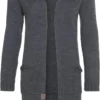 Knit Factory Ruby Gebreid Dames Vest - Antraciet - 40/42 - Met Steekzakken
