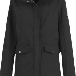 BJØRNSON YLVA Softshell Jas 4 Seizoenen Dames - Winddicht - Fleece Gevoerd - Capuchon - Tussenjas - Damesjas - Maat 42 - Zwart