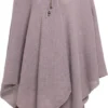 Onbekend Knit Factory Jazz Gebreid Omslagvest - Dames Poncho - Mauve - One Size - Inclusief Sierspeld