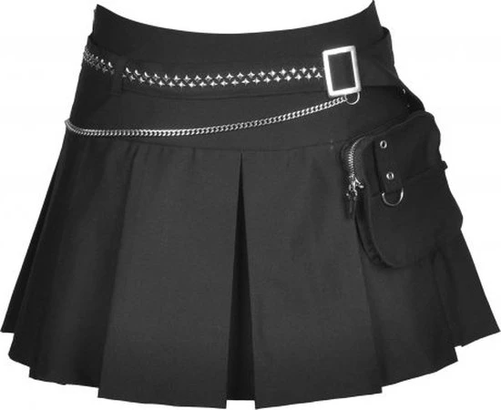 Dark In Love Korte Rok -M- Pleated With Bag Zwart 2 Dark In Love Korte Rok -M- Pleated With Bag Zwart - Afbeelding 2