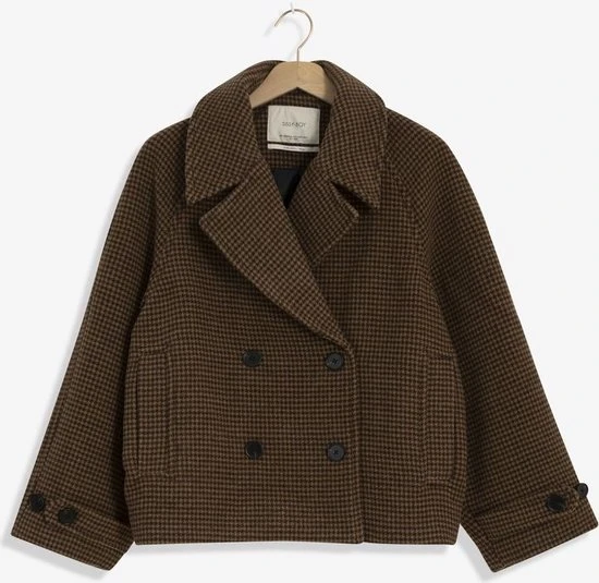 Sissy Boy Sissy-Boy - Korte Wollen Trenchcoat Met Ruitjes 4 Sissy Boy Sissy-Boy - Korte Wollen Trenchcoat Met Ruitjes - Afbeelding 4