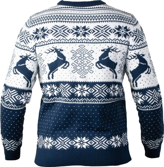 Goedewaere Kersttrui Dames En Heren - Noorse Trui - Wintertrui - Katoen - Scandinavisch - Foute Kersttrui - Blauw (L) 2 Goedewaere Kersttrui Dames En Heren - Noorse Trui - Wintertrui - Katoen - Scandinavisch - Foute Kersttrui - Blauw (L) - Afbeelding 2