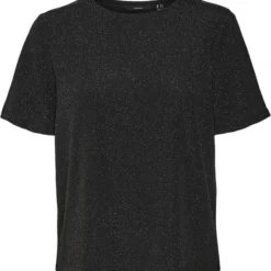 Vero Moda T-shirt Vmkanva Ss Short Top Jrs 10276995 Black/silver Lur Dames Maat - L