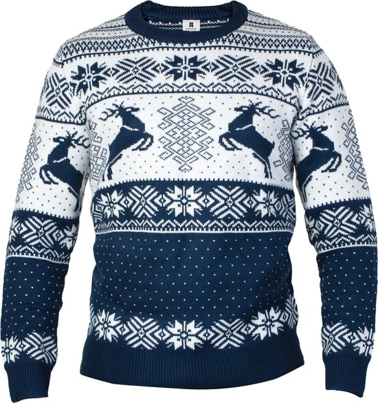 Goedewaere Kersttrui Dames En Heren - Noorse Trui - Wintertrui - Katoen - Scandinavisch - Foute Kersttrui - Blauw (L) 1 Goedewaere Kersttrui Dames En Heren - Noorse Trui - Wintertrui - Katoen - Scandinavisch - Foute Kersttrui - Blauw (L)