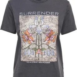 Only T-shirt Onllucy Reg S/s Flower Top Box Jrs 15275092 Black/surrender Dames Maat - M