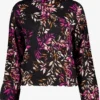 TwoDay Dames Smock Top Met Bloemenprint - Zwart - Maat L