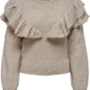 ONLY ONLLIZZIE LIFE L/S RUFFLE PULLOVER KNT Dames Trui - Maat M