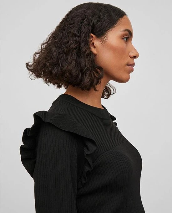 Vila Trui Vineira L/s Knit Top/3/lr 14083682 Black Dames Maat - M 7 Vila Trui Vineira L/s Knit Top/3/lr 14083682 Black Dames Maat - M - Afbeelding 7