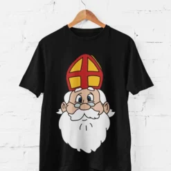 Feel Free Design Sinterklaas T-Shirt | Christmas | Cartoon | 100% Organisch Katoen | Zwart | Maat M