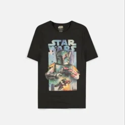Star Wars Vintage Poster Boba Fett T-Shirt Zwart/Blauw - Officiële Merchandise