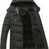 Merkloos Heren Winter Dikke Fleece Donsjack Capuchon Jassen Casual Dikke Dons Parka Heren Slanke Casual Katoen Gewatteerde Jassen, Maat: XL (Legergroen)-Groen