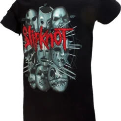 POPMERCH Slipknot Masks Band T-Shirt Zwart - Officiële Merchandise -Dameskleding Verkoop 550x706 3
