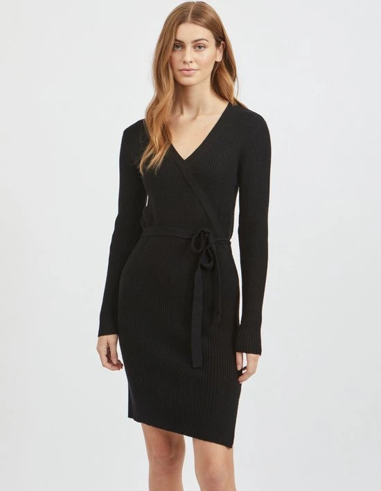 VILA VIRIL WRAP L/S KNIT DRESS - NOOS Dames Jurk - Maat L 1 VILA VIRIL WRAP L/S KNIT DRESS - NOOS Dames Jurk - Maat L