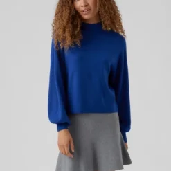 Vero Moda Trui Vmnancy Highneck Volume Blouse Ga B 10268604 Sodalite Blue Dames Maat - L