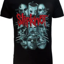 POPMERCH Slipknot Masks Band T-Shirt Zwart - Officiële Merchandise