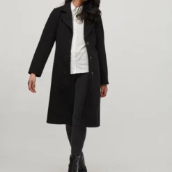 Vila Jas Vipoko Long Belt Coat -noos 14075129 Black Dames Maat - 34 -Dameskleding Verkoop 550x726 1