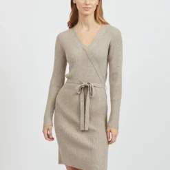 VILA VIRIL WRAP L/S KNIT DRESS - NOOS Dames Jurk - Maat L -Dameskleding Verkoop 550x726 8