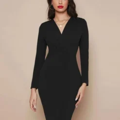 Merkloos Elegante Jurk Met Hoge Taille, Zwart, Maat S (36) -Dameskleding Verkoop 550x732 12