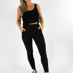 Merkloos Dames Tregging Isabella L/XL - Zwart - Luxe & Comfort - Hoge Taille -Dameskleding Verkoop 550x733 171