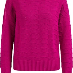 WE Fashion Dames Gebreide Trui Met Opengewerkt Dessin