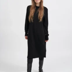 VILA VIRIL CREW NECK L/S MIDI DRESS - NOOS Dames Jurk - Maat M