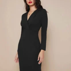 Merkloos Elegante Jurk Met Hoge Taille, Zwart, Maat S (36) -Dameskleding Verkoop 550x734 6